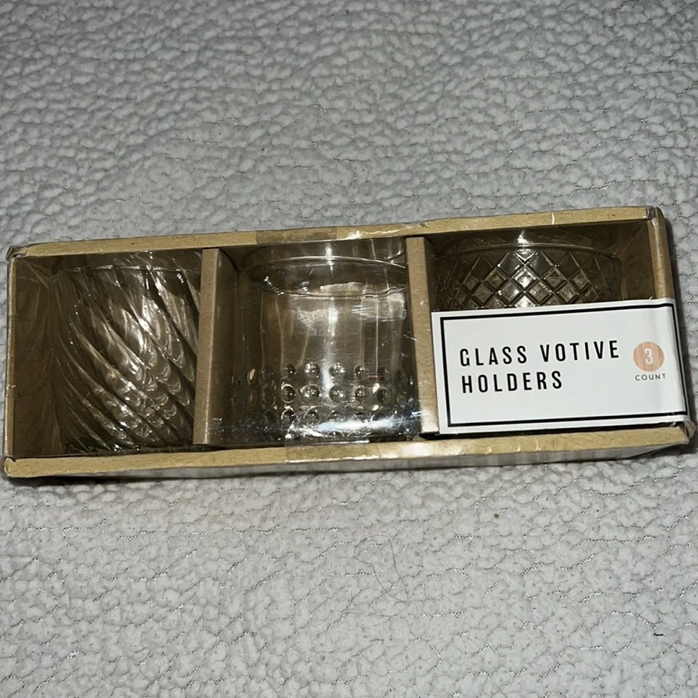 NWT 3Pc Glass Votive Holders